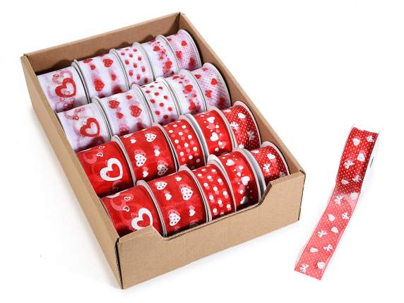 Espositore 20 nastri in organza con stampa a cuore
