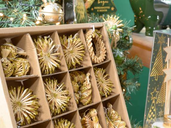 Espo 56 decorazioni bamboo con dettagli oro da appendere