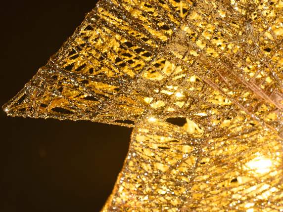 Albero di filo in glitter oro con luci led bianco caldo
