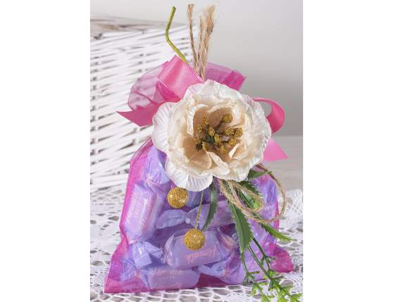 Mazzolino anemone colorato e bacche artificiali