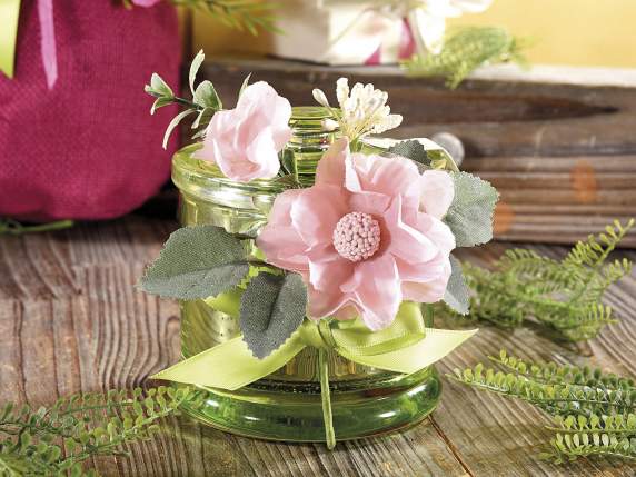Anemone con bocciolo e bacche bianche artificiali