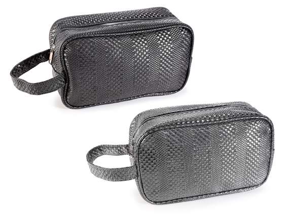 Astuccio beauty in similpelle con cinturino e chiusura a zip