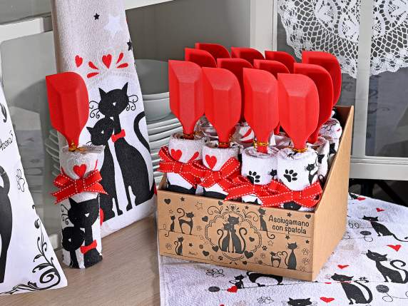 Asciugapiatti in spugna tema gatto con spatola silicone