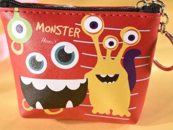 Astuccio portamonete similpelle c-zip e stampa Kids