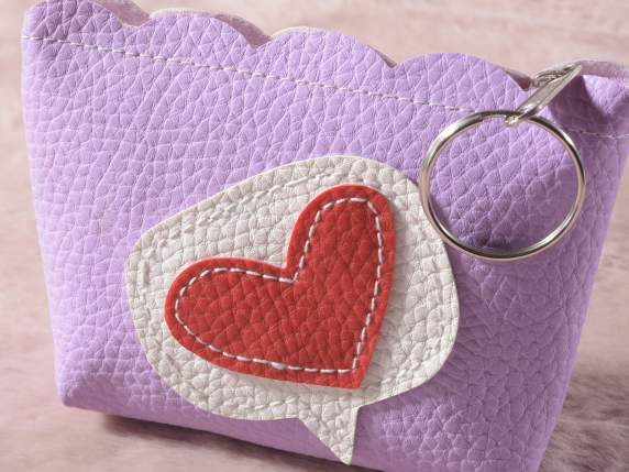 Astuccio portamonete similpelle c-cuore e portachiavi