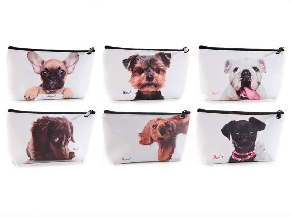 Trousse in similpelle con zip e stampa Cuccioli