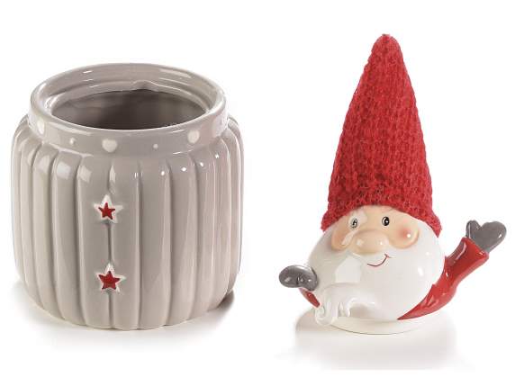 Barattolo in ceramica con coperchio a Babbo Natale