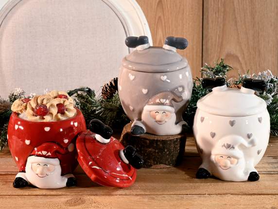 Barattolo portadolci Babbo Natale in ceramica colorata