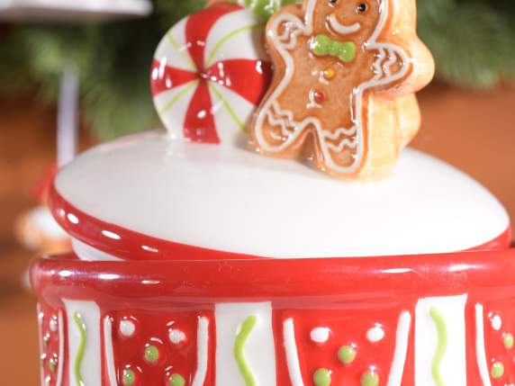 Barattolo alimentare in ceramica con tappo decorato