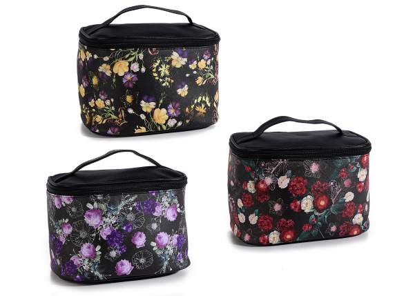 Beauty similpelle c-manico e zip stampa Winter flowers