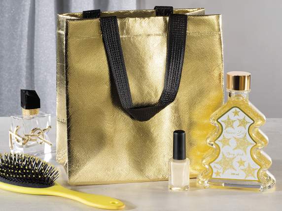 Borsa piccola in tessuto non tessuto metallizzato oro 5L