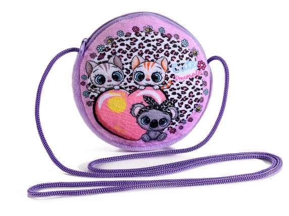 Borsetta rotonda in stoffa Kids con zip e tracolla