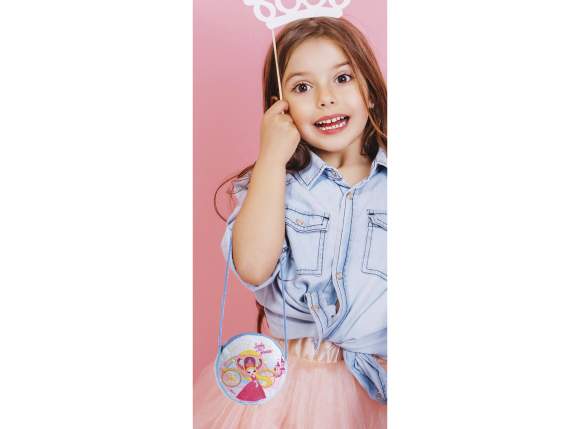 Borsetta rotonda in stoffa Kids con zip e tracolla