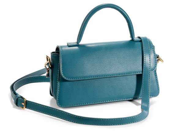 Borsa tracolla e a mano in similpelle verde petrolio