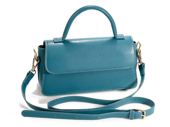 Borsa tracolla e a mano in similpelle verde petrolio