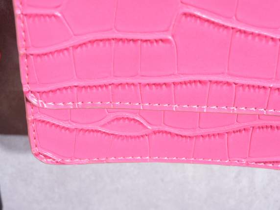 Mini bag a mano in similpelle rosa effetto coccodrillo