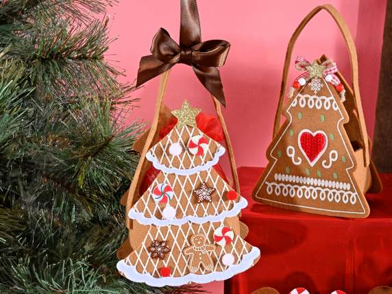 Borsetta in panno ad albero PanZenzero con decori in rilievo