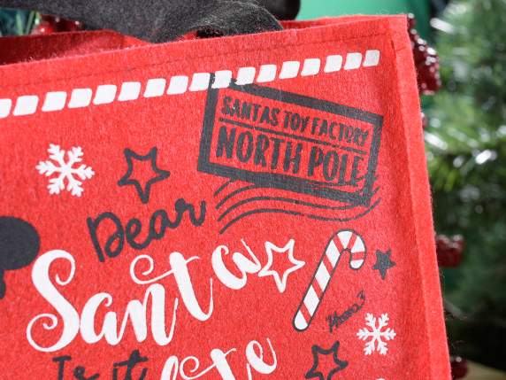 Borsetta in panno con decori natalizi tema Babbo Natale