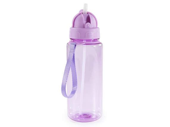 Bottiglia 500ml in tritan con cannuccia, tappo e gancio