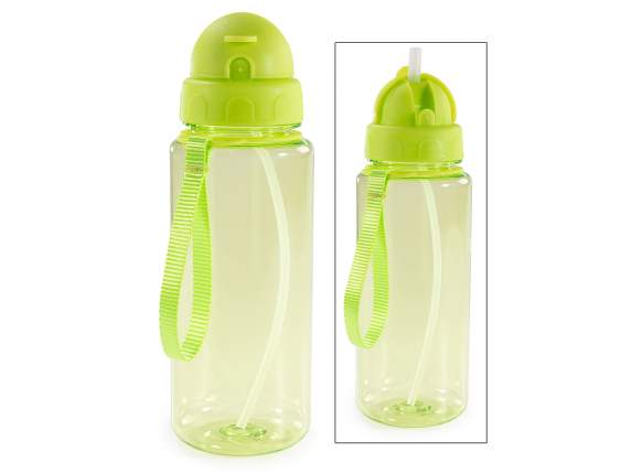 Bottiglia 500ml in tritan con cannuccia, tappo e gancio