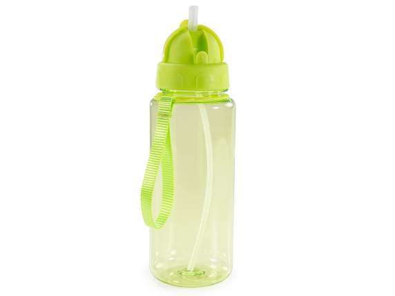Bottiglia 500ml in tritan con cannuccia, tappo e gancio