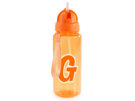 Bottiglia 500ml in tritan lettera G con cannuccia e gancio