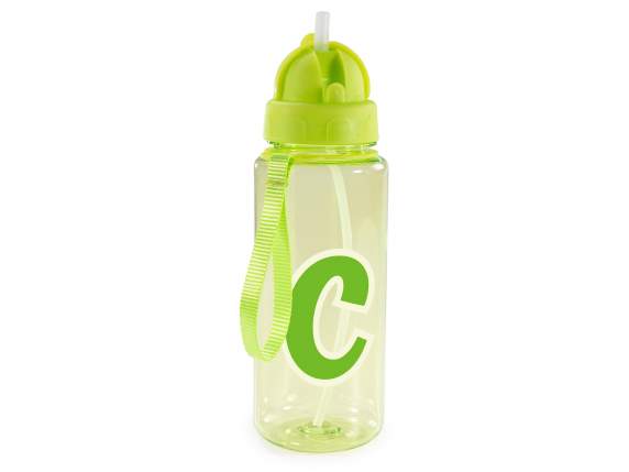 Bottiglia 500ml in tritan lettera C con cannuccia e gancio