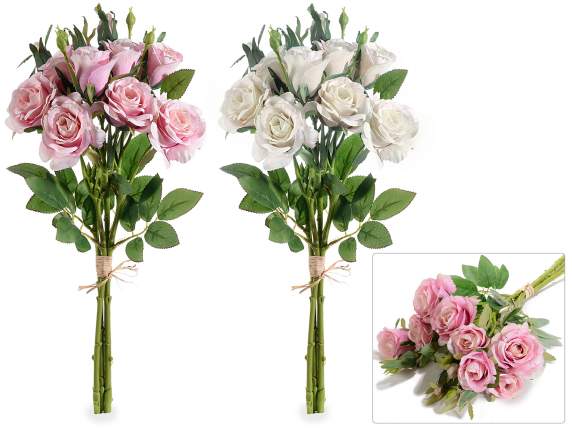 Mazzo di 8 rose artificiali in stoffa
