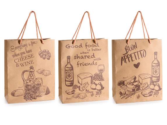 Sacchetto-busta medio in carta naturale stampata Gourmet