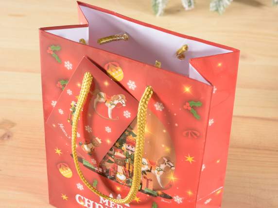 Sacchetto-busta in carta Vintage Xmas con tag augurale
