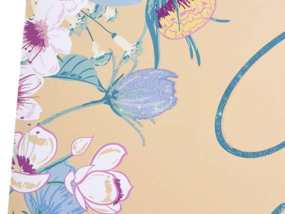 Sacchetto-busta in carta con glitter Fiori Pastello