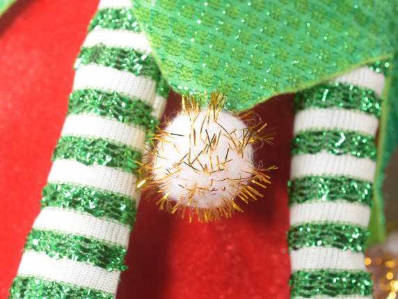 Calza portadolci c-gambe da elfo Babbo Natale da appendere