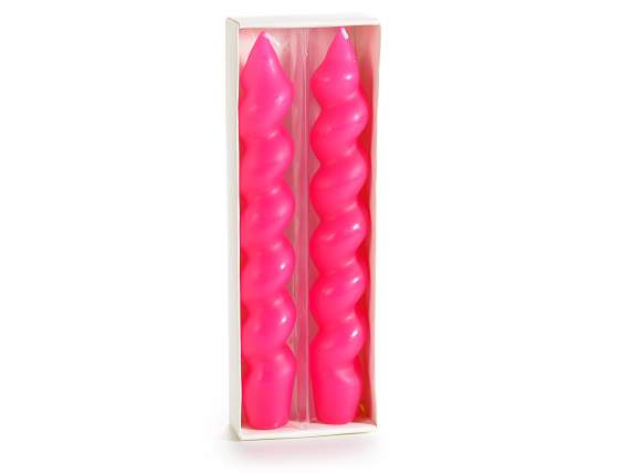 Scatola 2 candele torchon colorate