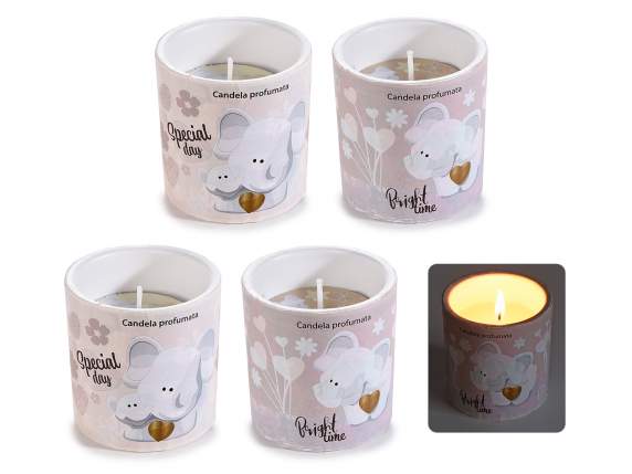 Candela profumata in vasetto di ceramica Elefantini