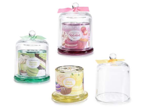 Candela profumata in campana di vetro con fiocco Dolci