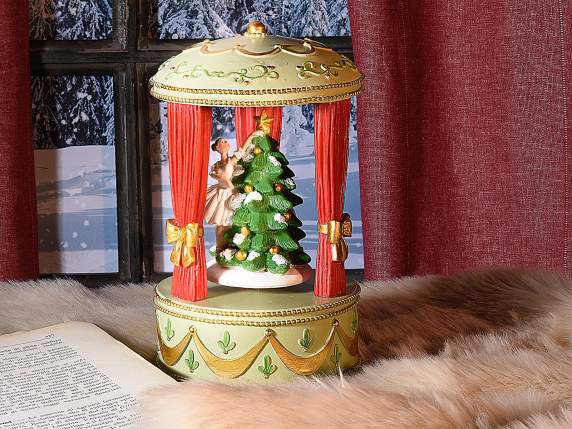 Carillon girevole in resina con ballerina e Albero di Natale