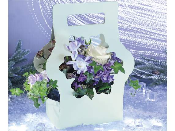 Cestino portafiori fiocco neve in carta semi idrorepellente