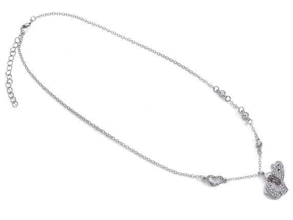 Collana Elefantini con strass e card singola abbinata