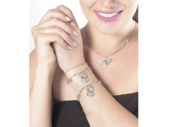 Collana Elefantini con strass e card singola abbinata