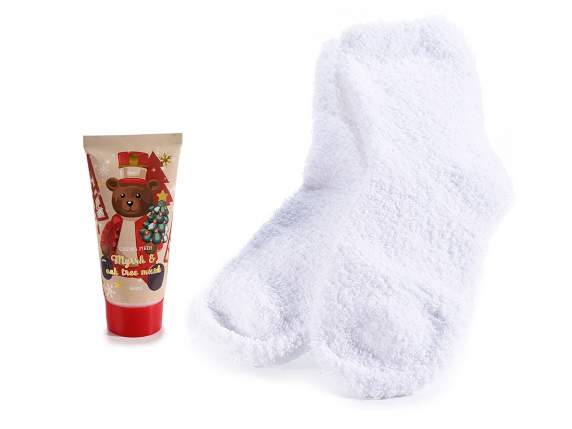 Confezione regalo crema piedi profumata e morbidi calzini