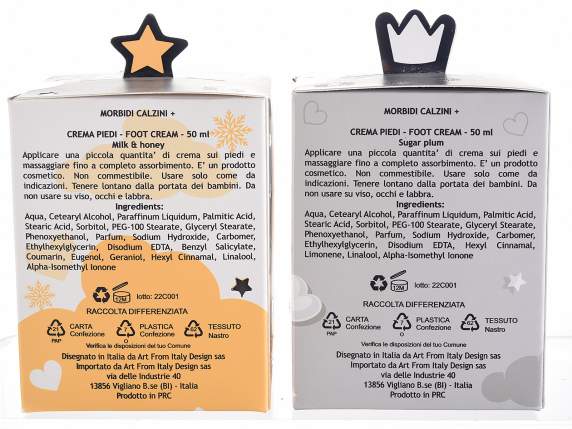Conf. regalo crema piedi profumata 50ml e morbidi calzini