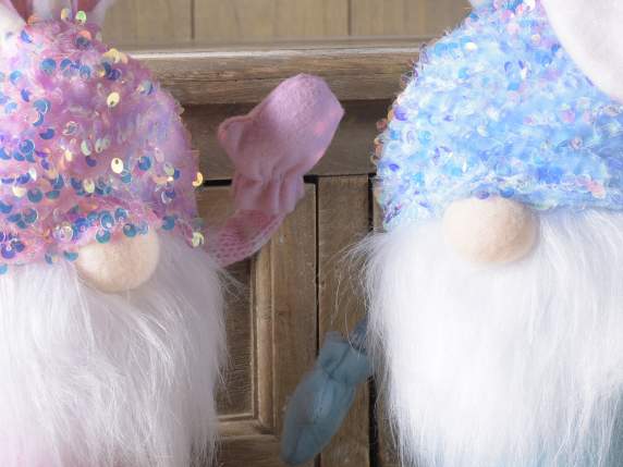 Gnomo coniglietto portadolci con cappello paillettes