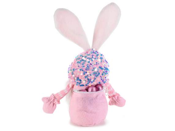 Gnomo coniglietto portadolci con cappello paillettes