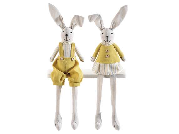 Coniglio gambelunghe in stoffa con orecchie modellabili