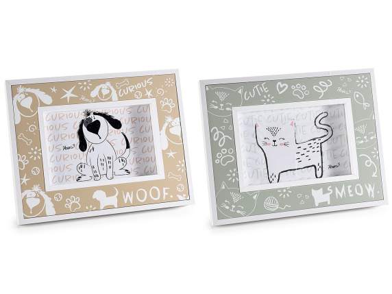 Portafoto in legno Woof - Meow da appoggiare