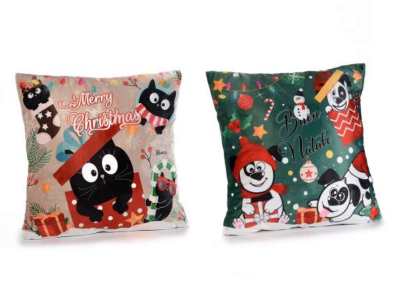 Cuscino imbottito sfoderabile Christmas Pet c-luci LED
