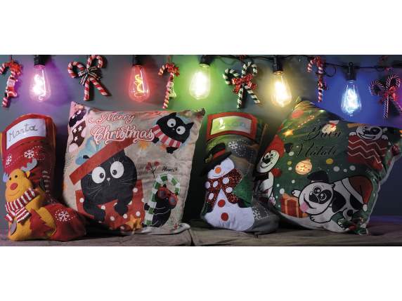 Cuscino imbottito sfoderabile Christmas Pet c-luci LED