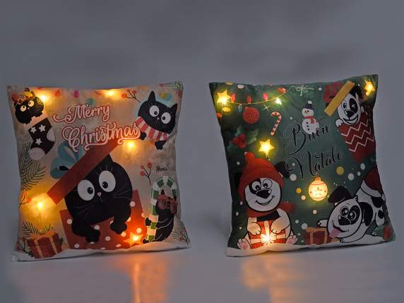 Cuscino imbottito sfoderabile Christmas Pet c-luci LED
