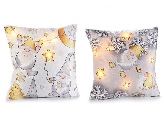 Cuscino imbottito sfoderabile babbo e stella con luci LED