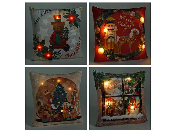 Cuscino imbottito vellutato Vintage Xmas c-luci LED